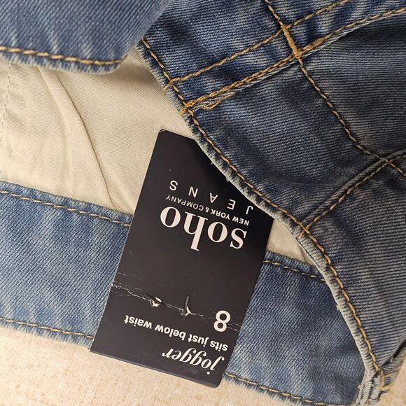 Womens NY&C Soho Jogger Jeans Sz 8 Mid Rise Light Denim Fade Boho Casual - Picture 4 of 7